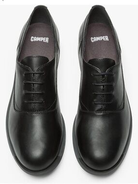 Camper Women's Black Leather Bowie Lace-Up Oxfords 38